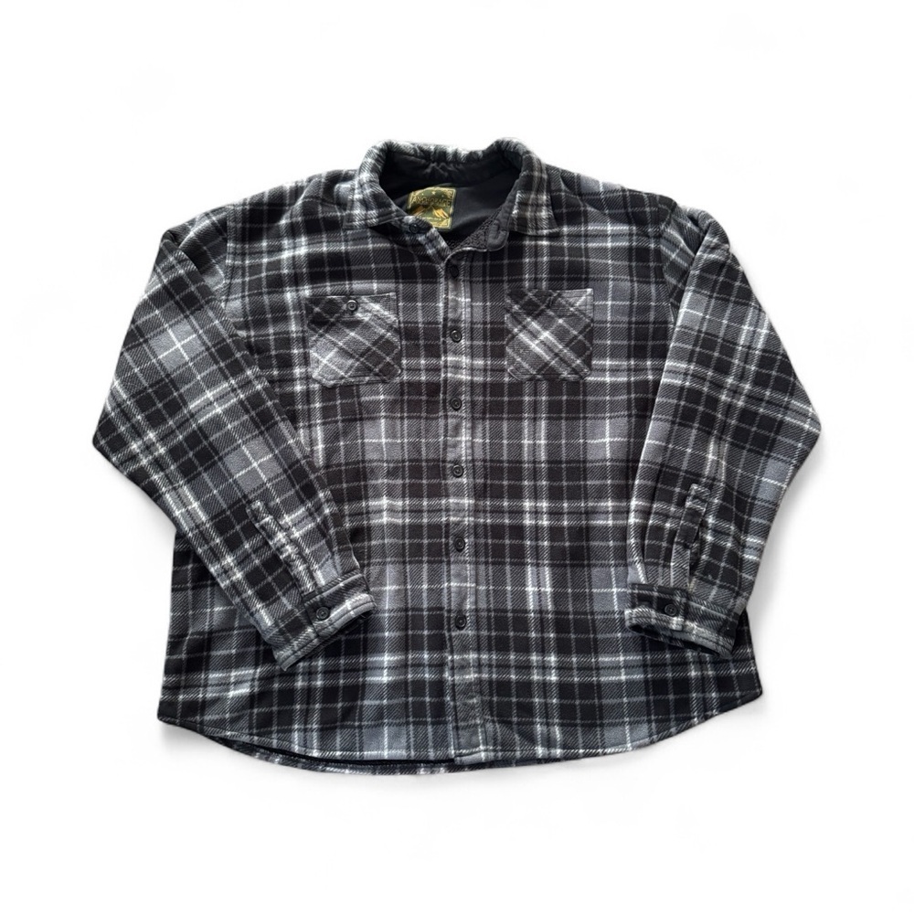 Anchorage Expedition Flannel Shirt Jacket Black Plaid Fleece Lined Size XXL